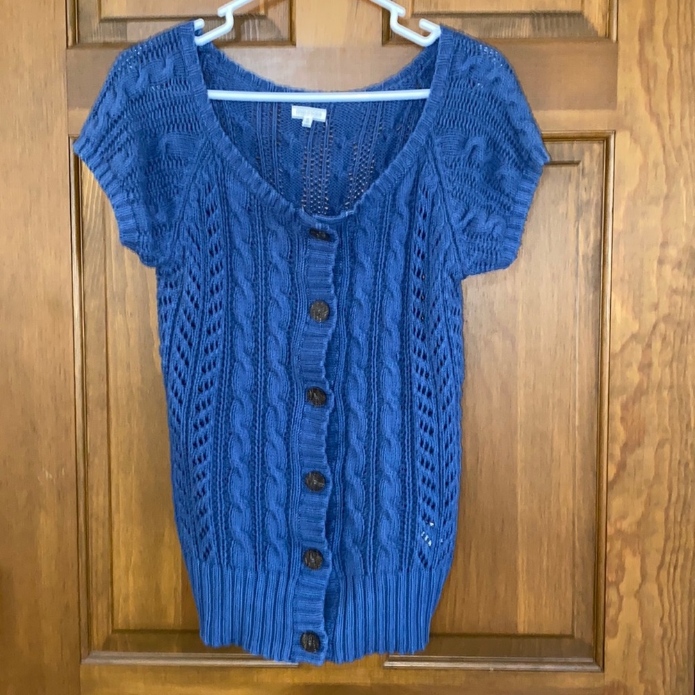 Maurice’s button up cardigan, size medium, color blue